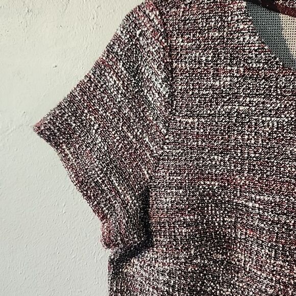 LOFT Womens Red Purple Knit Dress Short Sleeve Round Neck Size Small - Picture 3 of 5